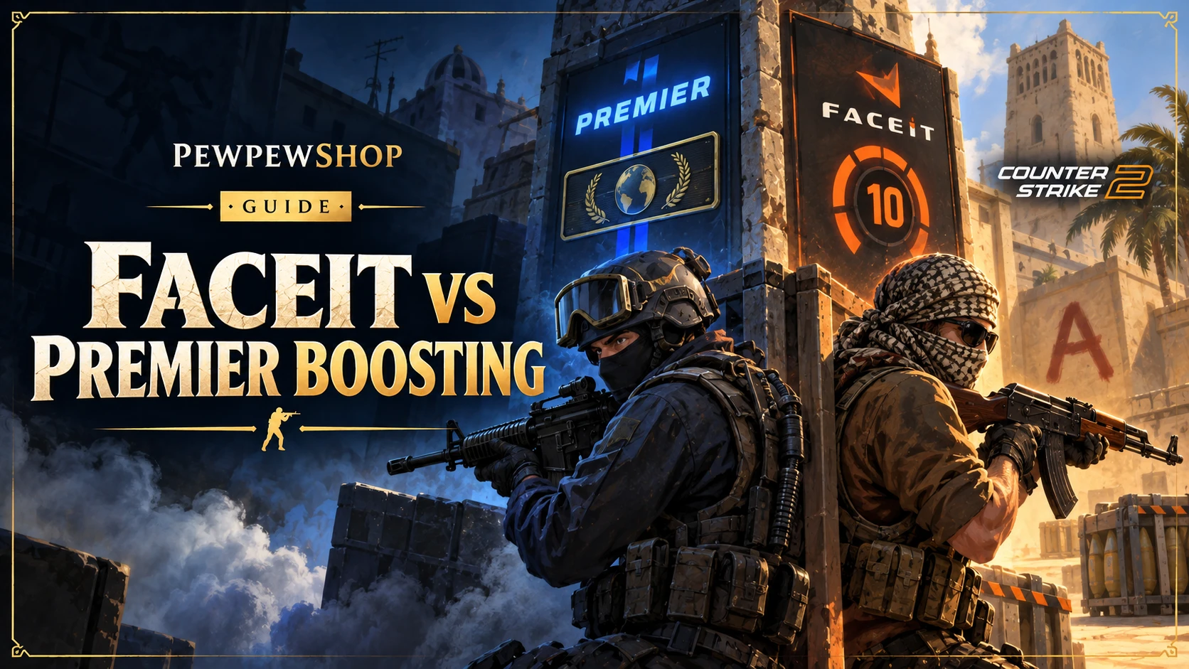 CS2 Faceit vs Premier Boosting: Which Rank Should You Actually Boost? — PEWPEWSHOP boosting guide