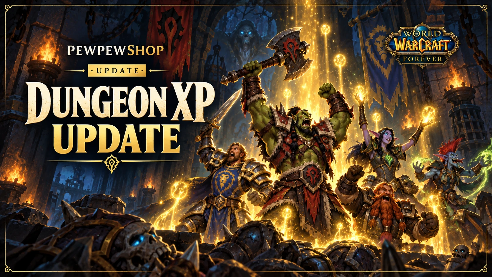 WoW: Forever Dungeon XP Buff: +20% Kill XP and Party Penalty Fix — PEWPEWSHOP boosting guide