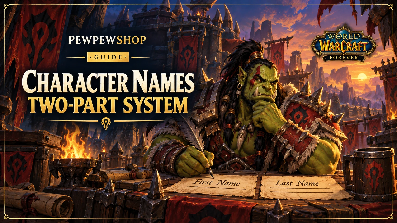 WoW: Forever Two-Part Names — First Name, Last Name, Unique per Region — PEWPEWSHOP boosting guide