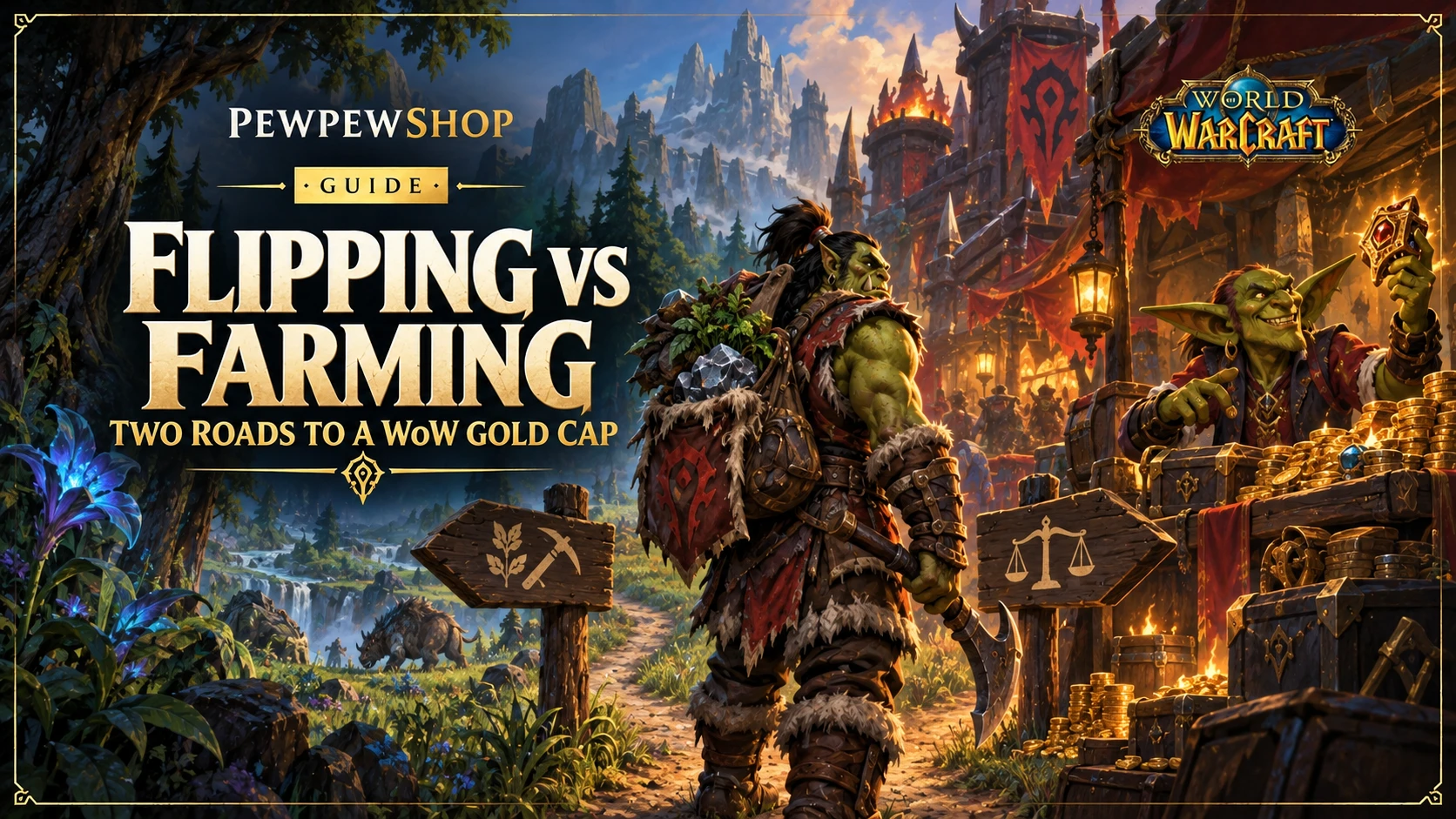Flipping vs Farming: Two Roads to a WoW Gold Cap — PEWPEWSHOP boosting guide