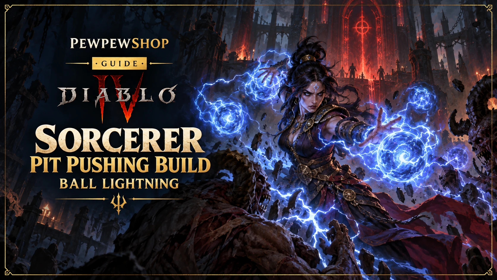 Diablo 4 Sorcerer Pit Pushing Build: Ball Lightning for Tier 100+ — PEWPEWSHOP boosting guide