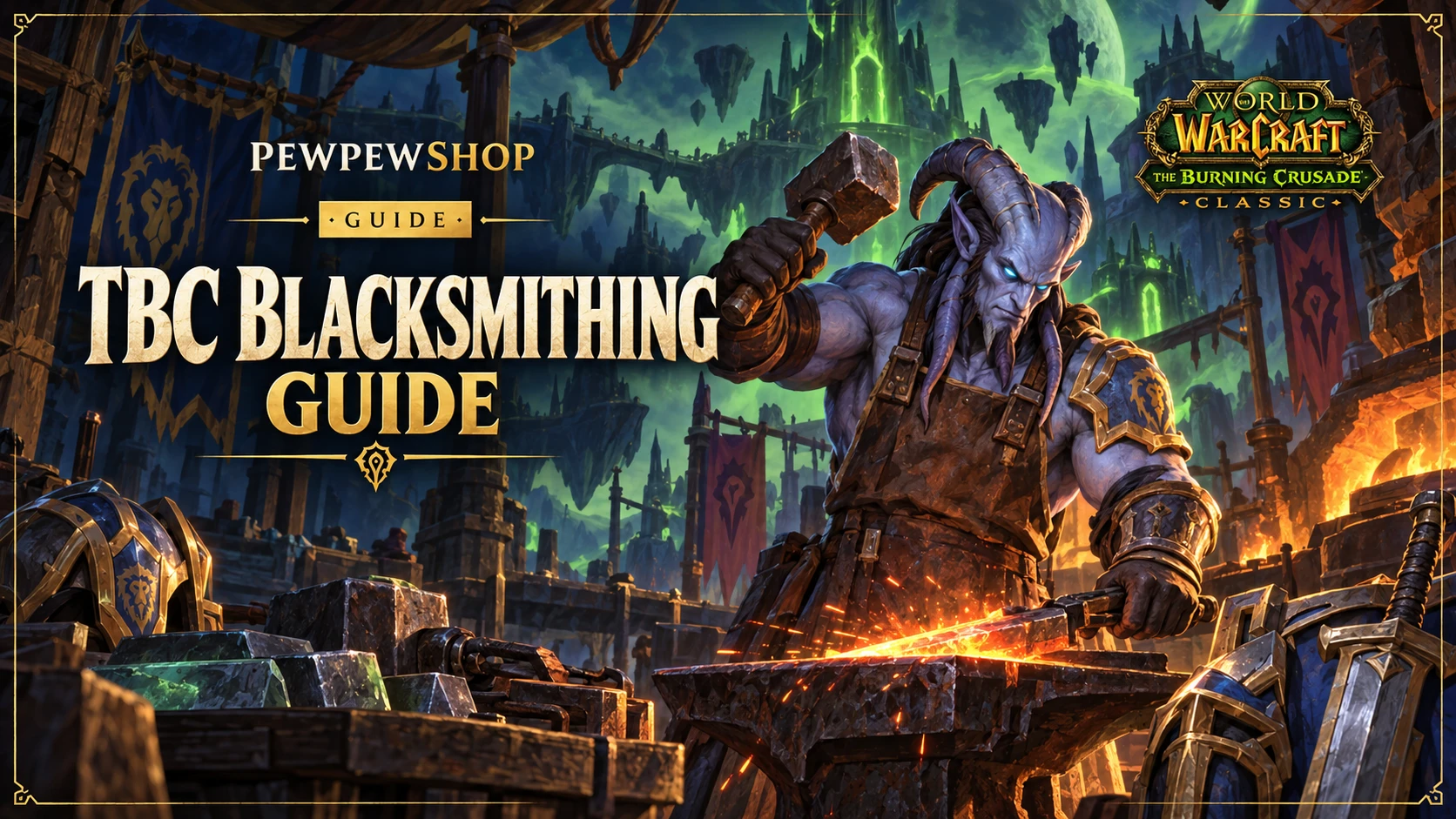 TBC Classic Blacksmithing leveling guide 1-375 with trainer locations and specialization guide