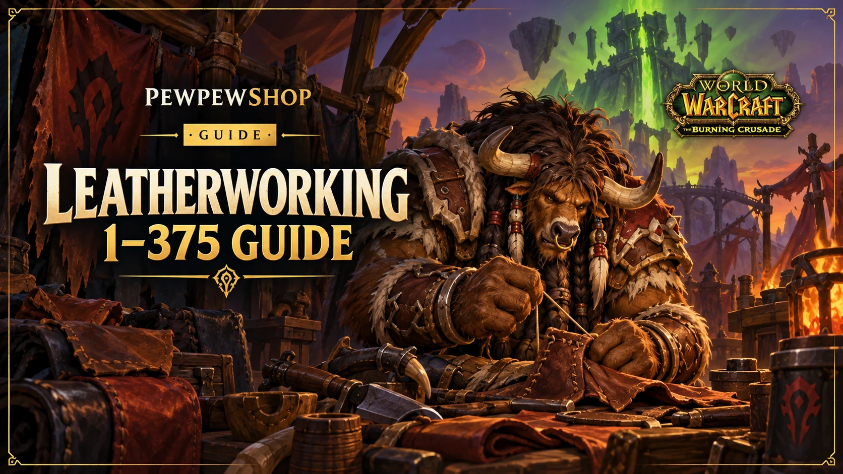 TBC Leatherworking 1-375 Route by Skill Level (Anniversary) — PEWPEWSHOP boosting guide