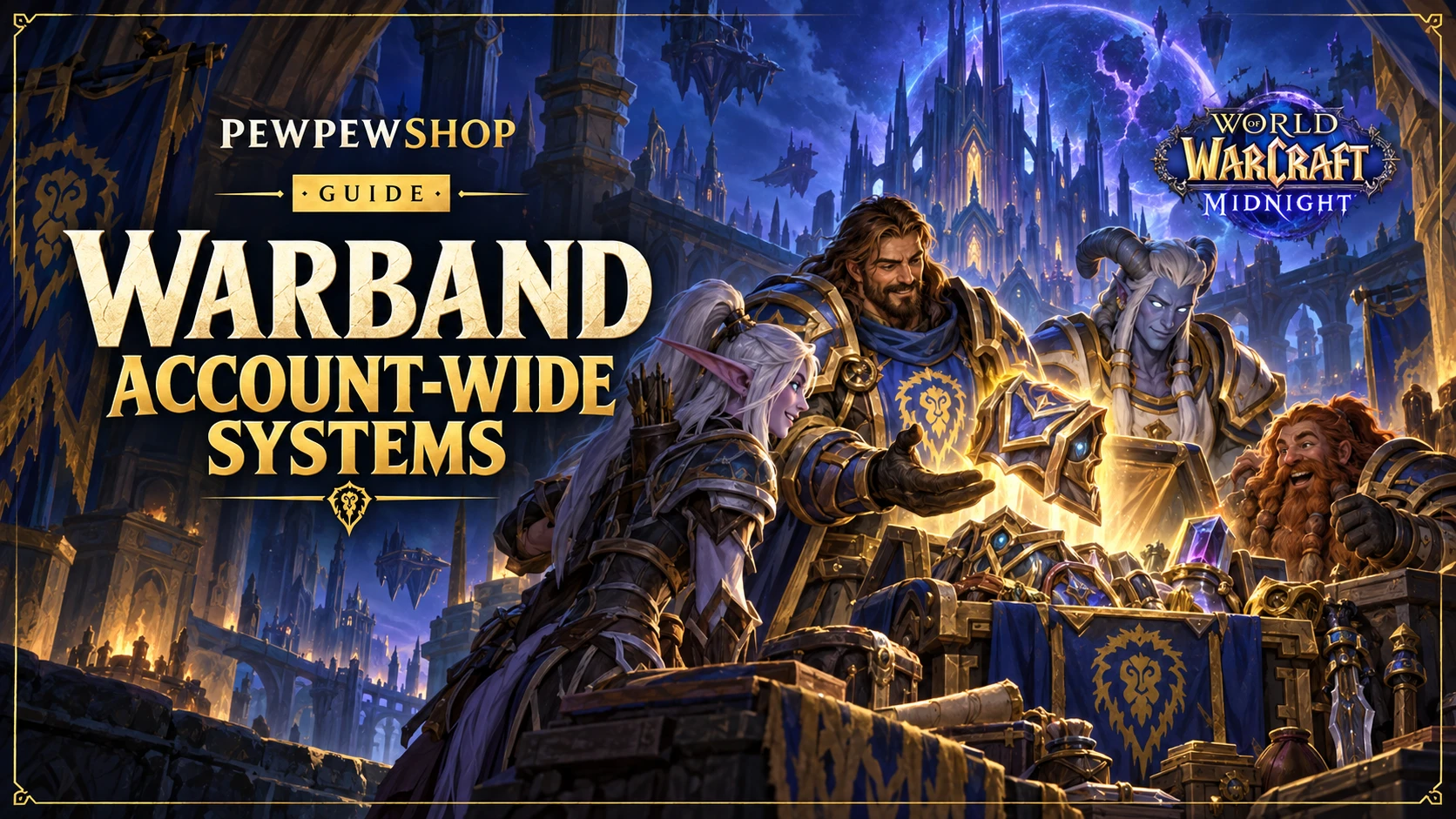 Warband Account-Wide Systems in Midnight: How Alts Get Gear for Free — PEWPEWSHOP boosting guide