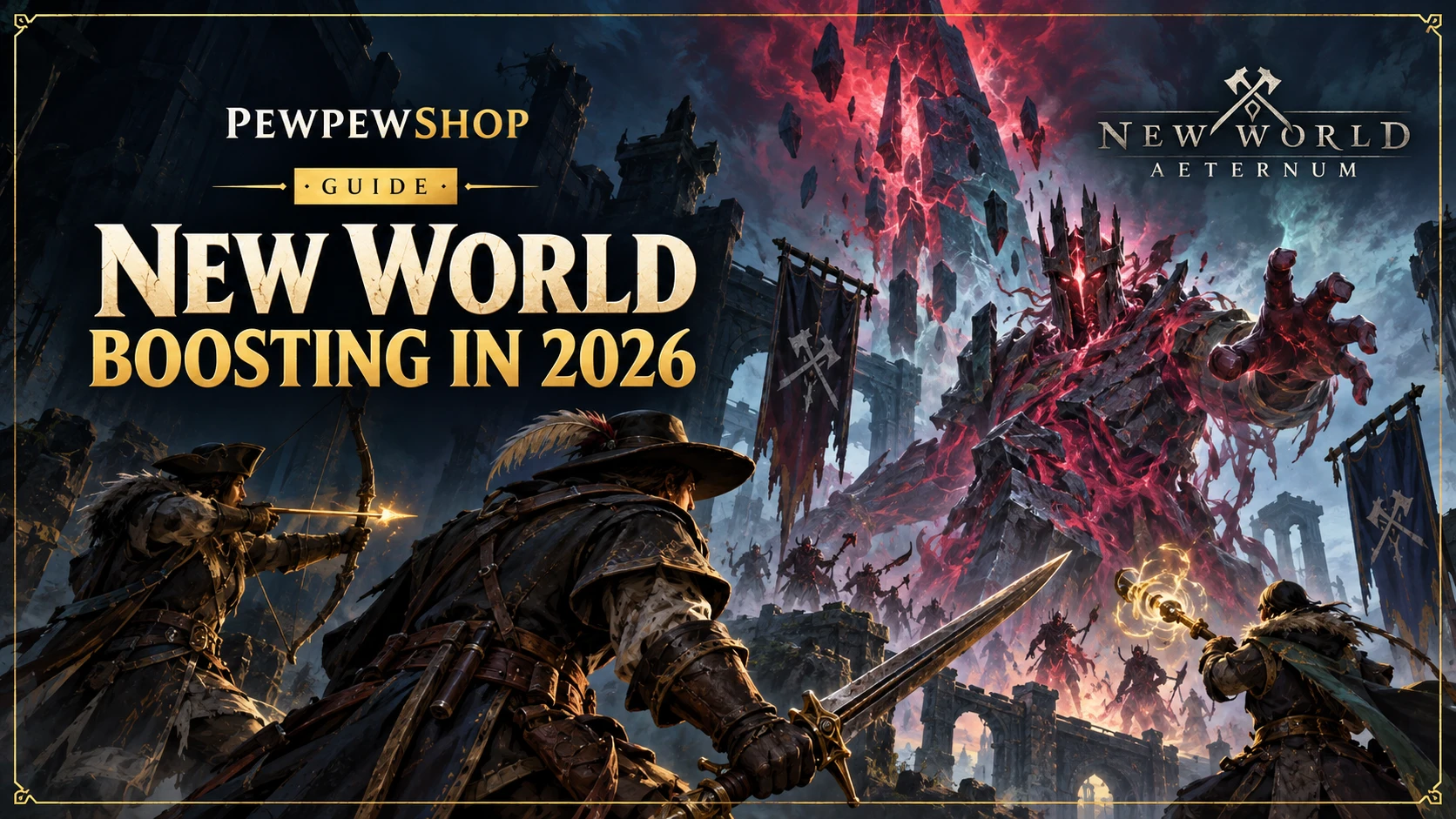 New World Aeternum Boosting in 2026: Gear Score 725 & Mutated Carries — PEWPEWSHOP boosting guide