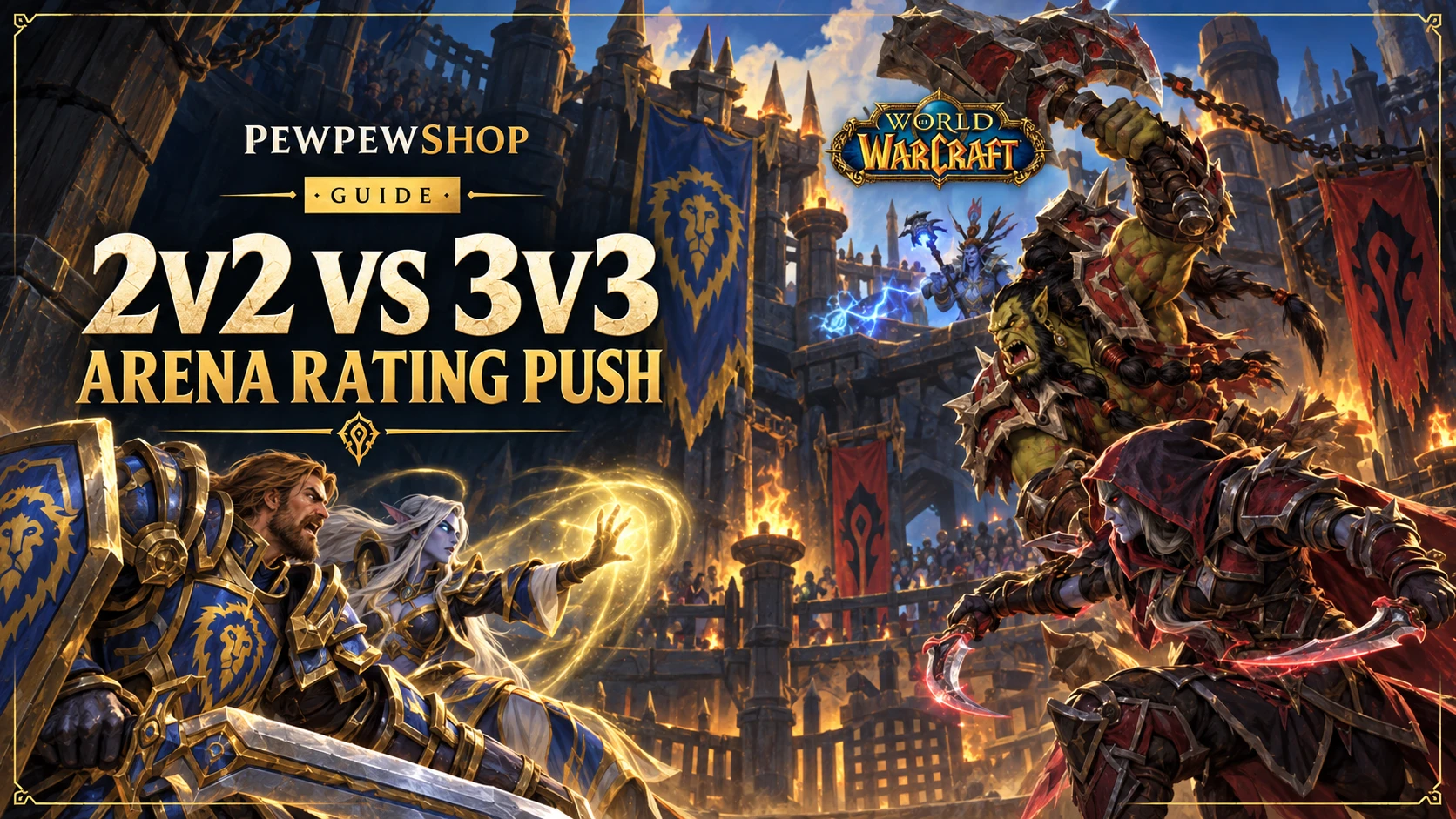 2v2 vs 3v3 Arena Rating Push: Which Bracket to Climb First in 2026 — PEWPEWSHOP boosting guide
