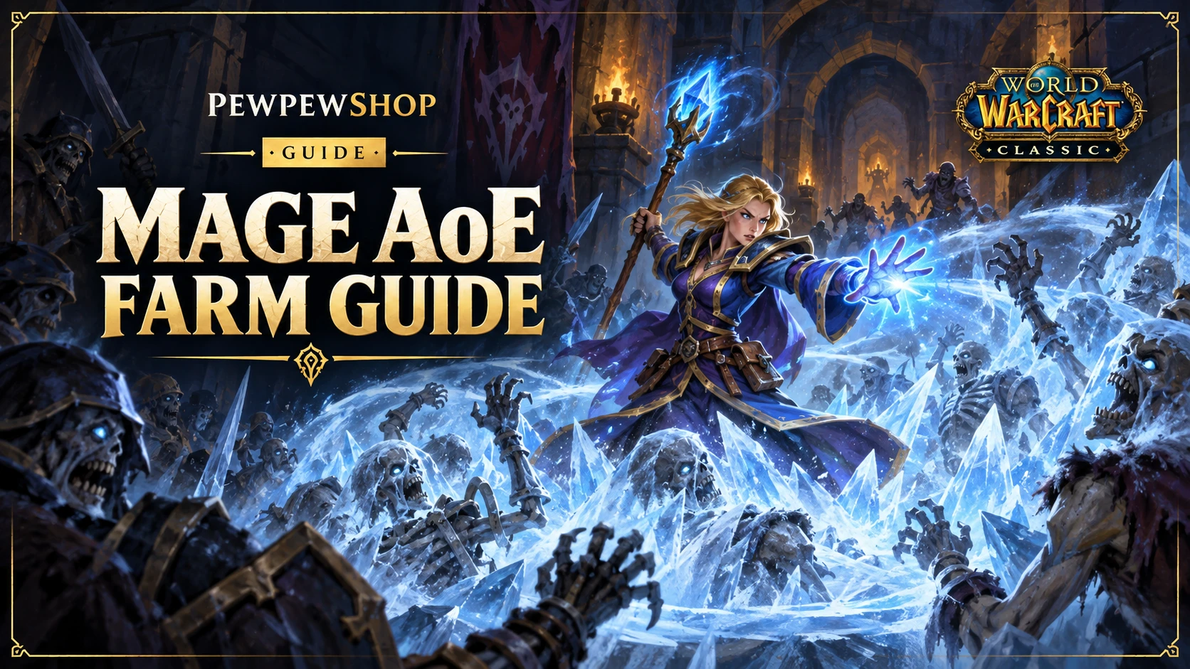 Mage unleashing Arcane Explosion on a group of mobs in WoW Classic