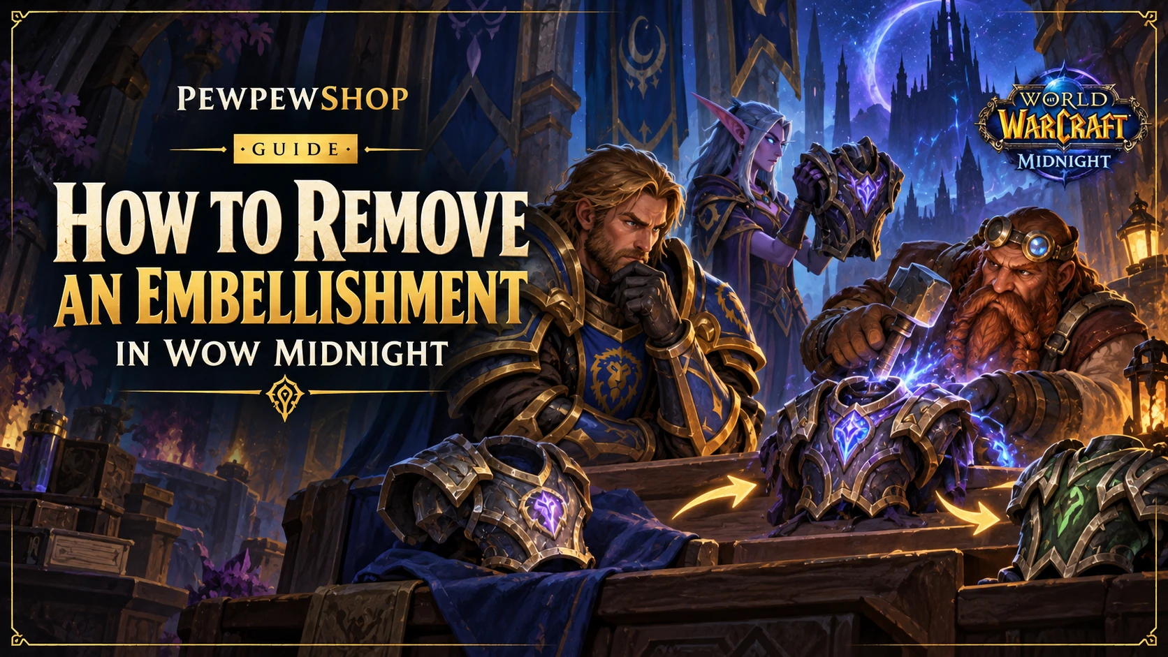 How to Remove an Embellishment in WoW Midnight — PEWPEWSHOP boosting guide