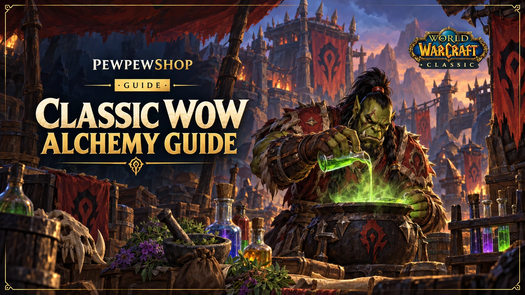 Alchemy leveling in WoW Classic: potion icons and vials