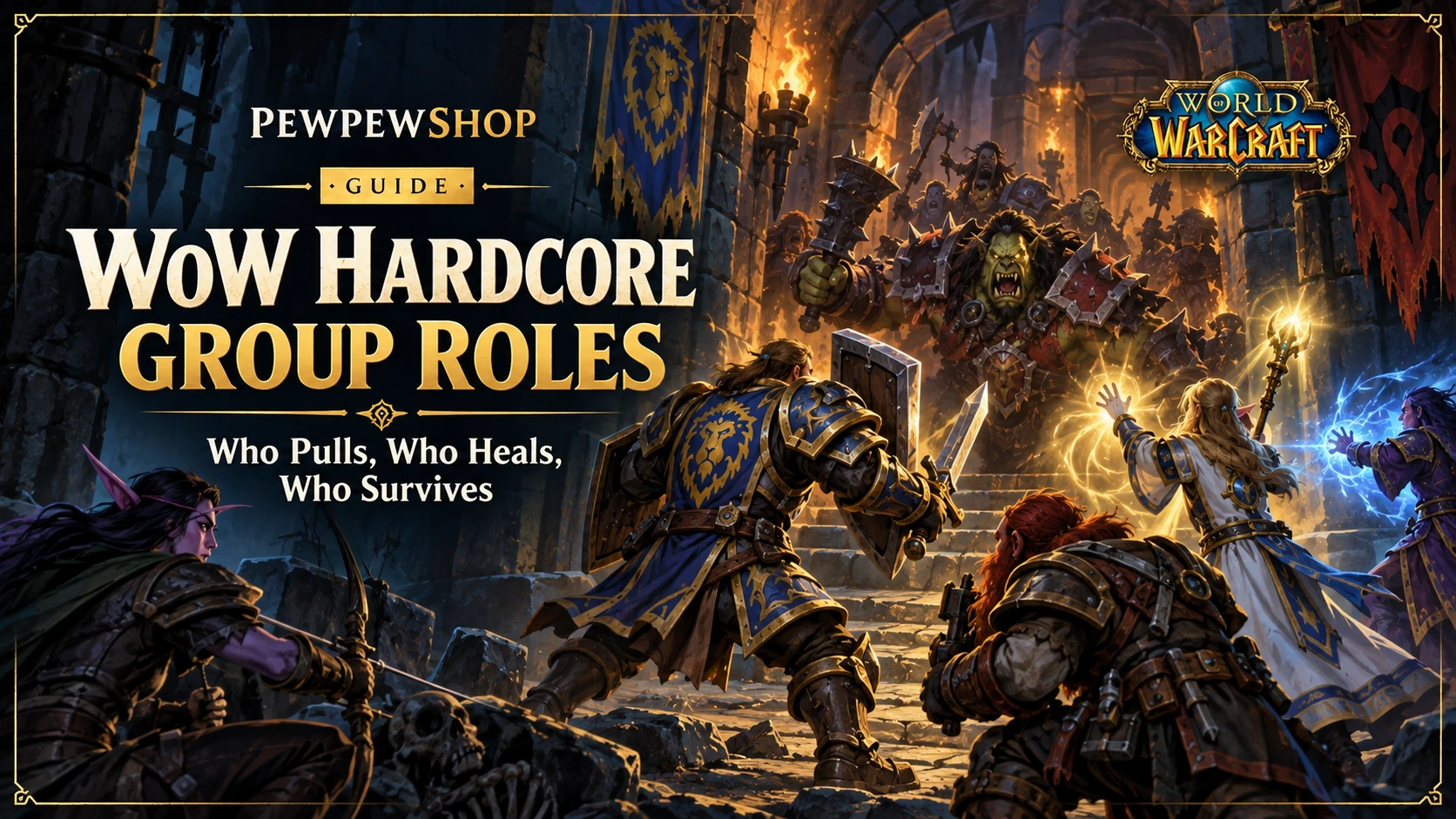 WoW Hardcore Group Roles: Who Pulls, Who Heals, Who Survives — PEWPEWSHOP boosting guide
