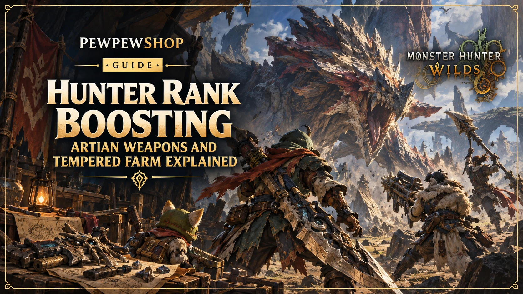 Monster Hunter Wilds Hunter Rank Boosting: Artian Weapons and Tempered Farm Explained — PEWPEWSHOP boosting guide
