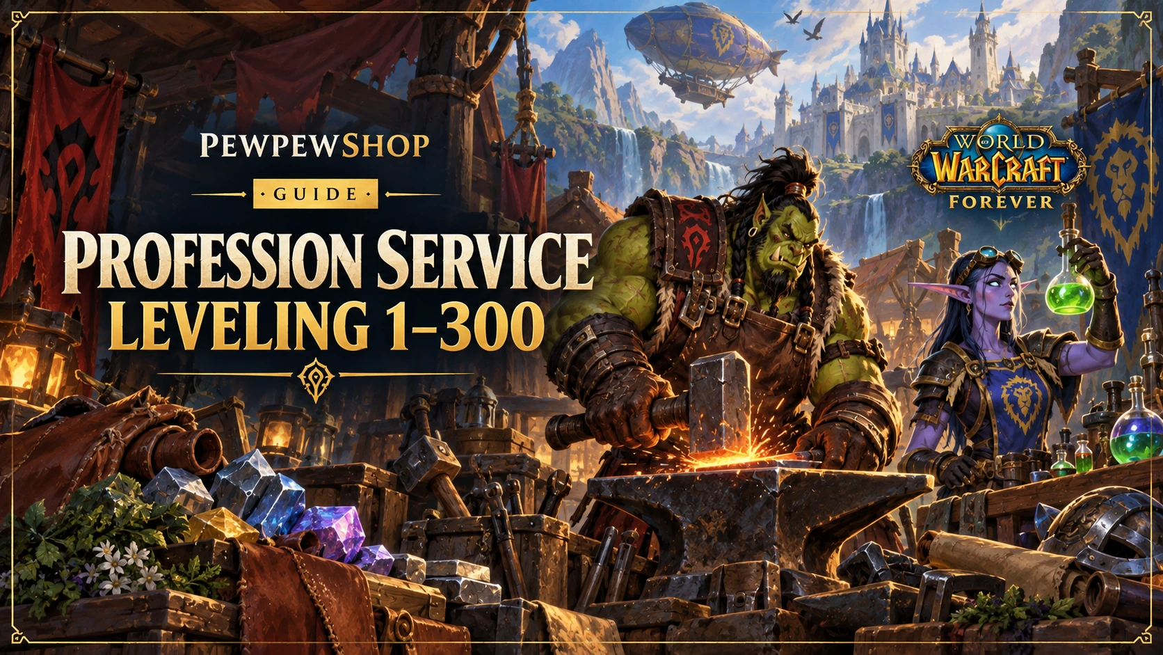 WoW Forever Profession Boost: 1–300 Leveling, Mats Included — PEWPEWSHOP boosting guide