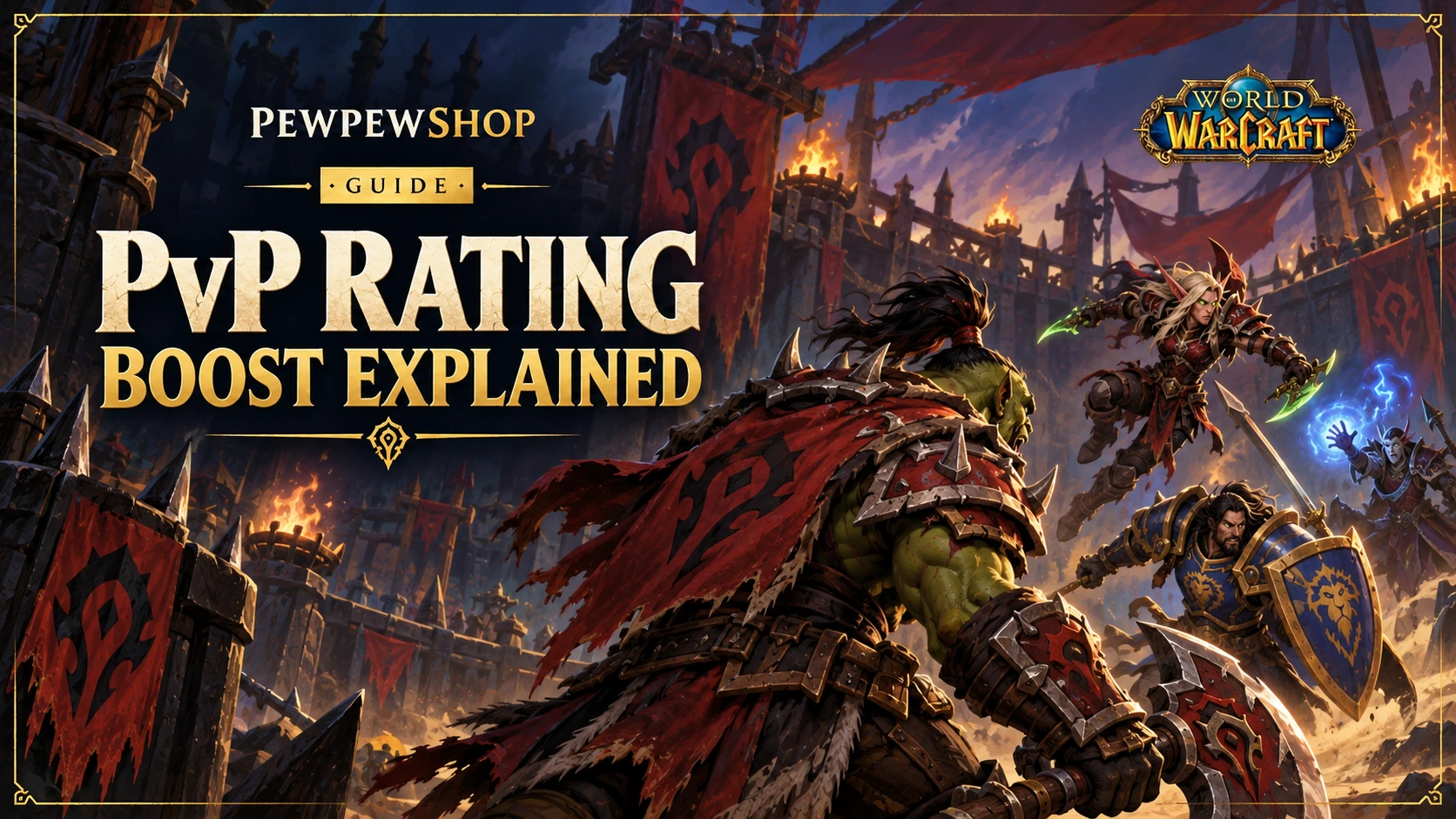 PvP Rating Boost Explained: 1800, 2100 & Gladiator Runs — PEWPEWSHOP boosting guide