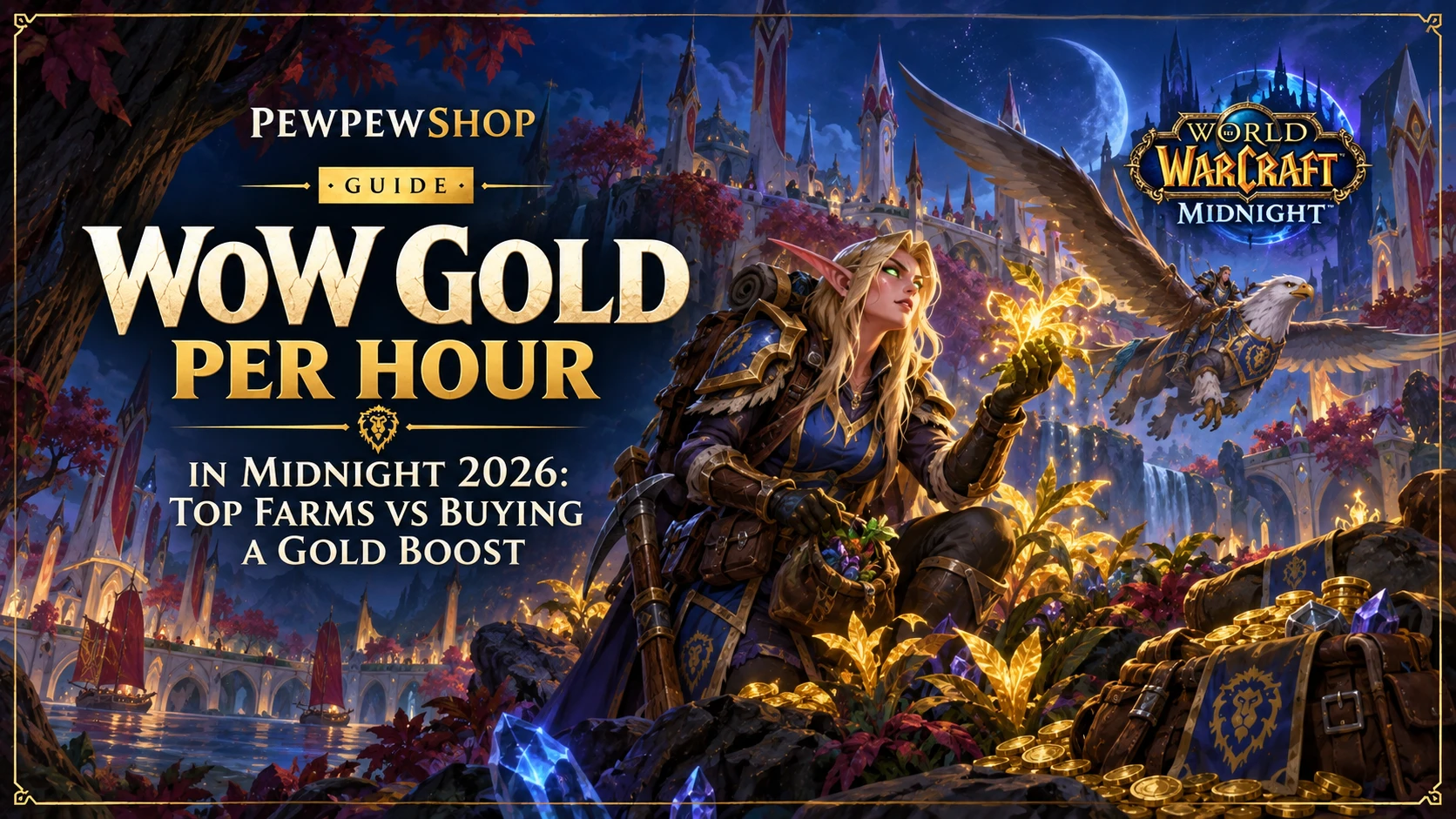WoW Gold Per Hour in Midnight 2026: Top Farms vs Buying a Gold Boost — PEWPEWSHOP boosting guide