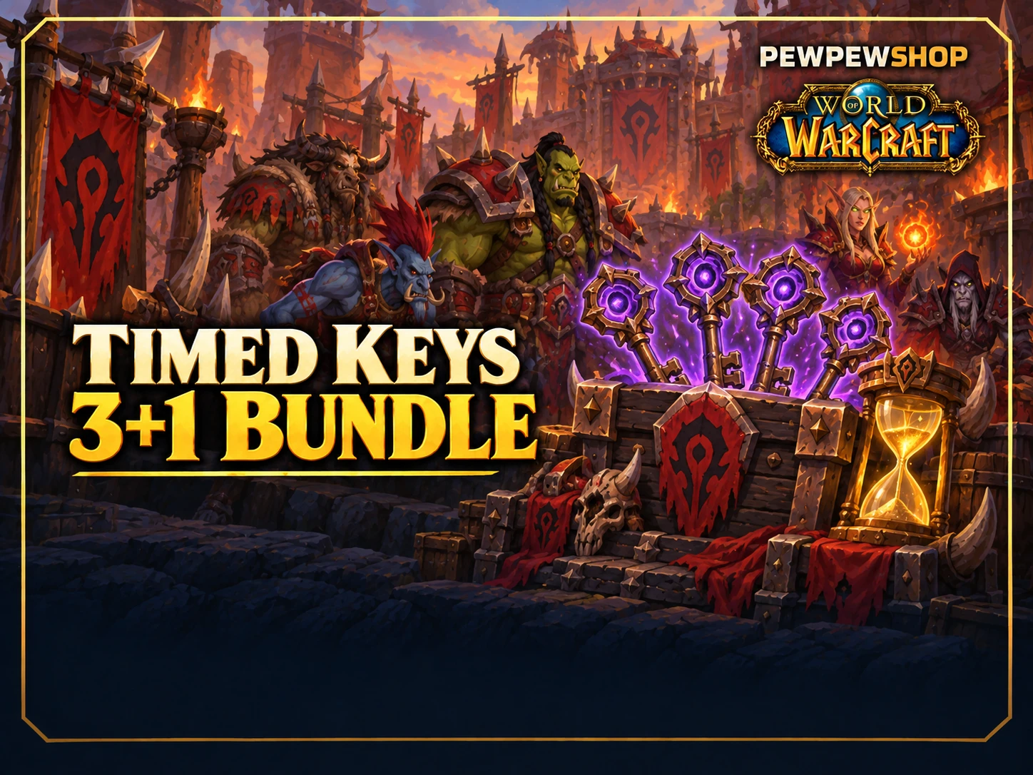 Mythic+ 3+1 Bundle — Four Timed Keys, Three Paid — boost