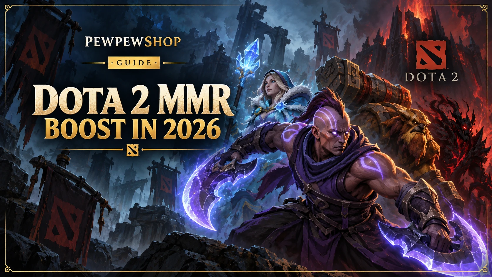 Dota 2 MMR Boost in 2026: Calibration, Behavior Score, and Role Queue — PEWPEWSHOP boosting guide