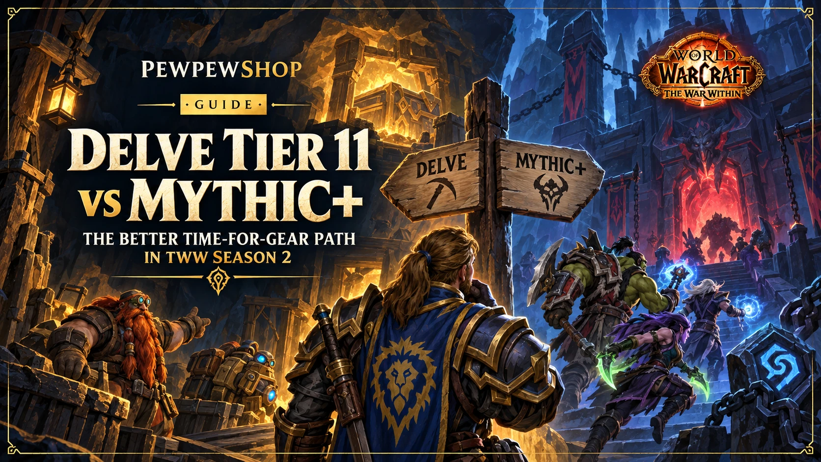 Delve Tier 11 vs Mythic+: The Better Time-for-Gear Path in TWW Season 2 — PEWPEWSHOP boosting guide