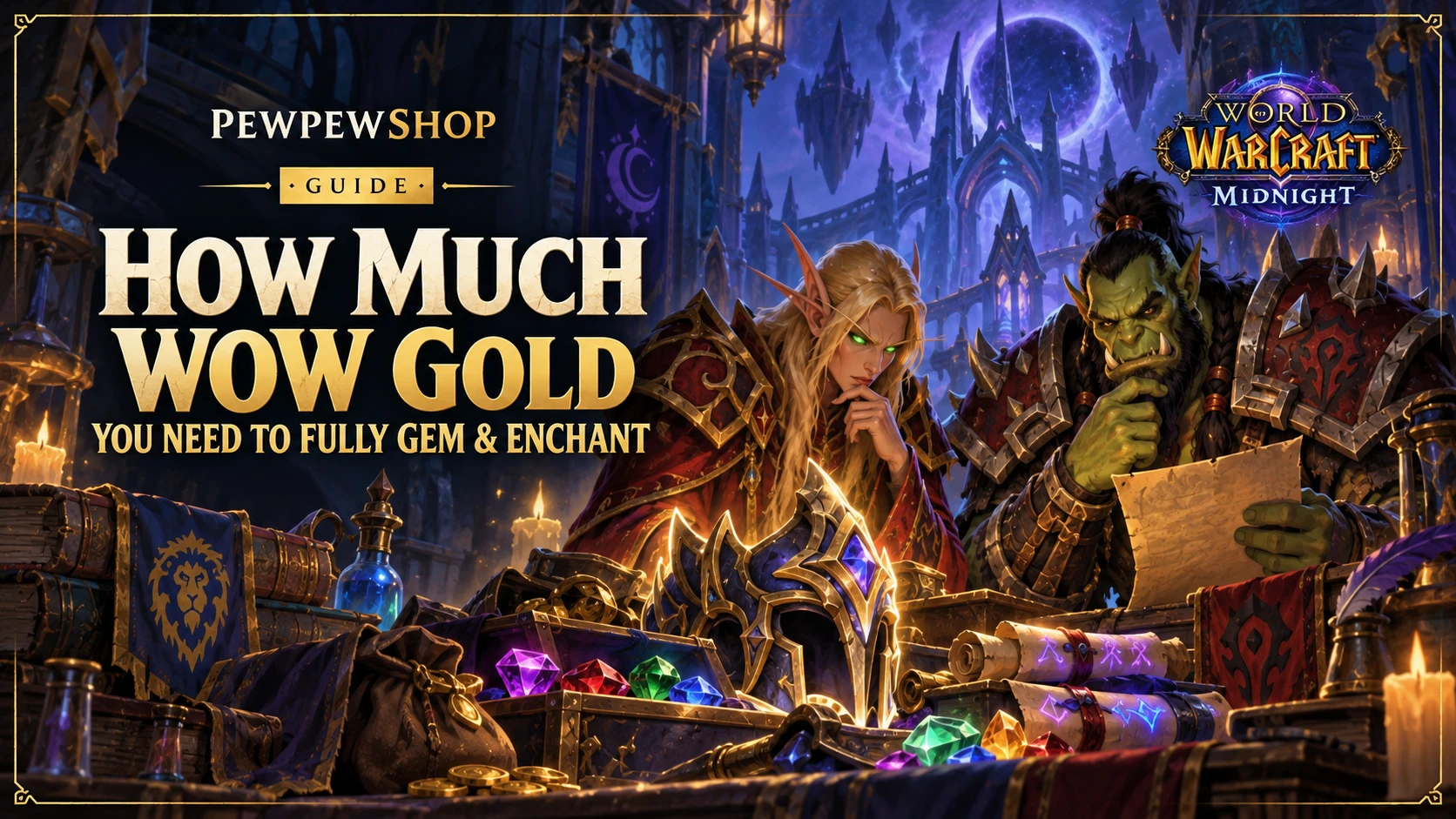 How Much WoW Gold You Need to Fully Gem & Enchant in Midnight — PEWPEWSHOP boosting guide