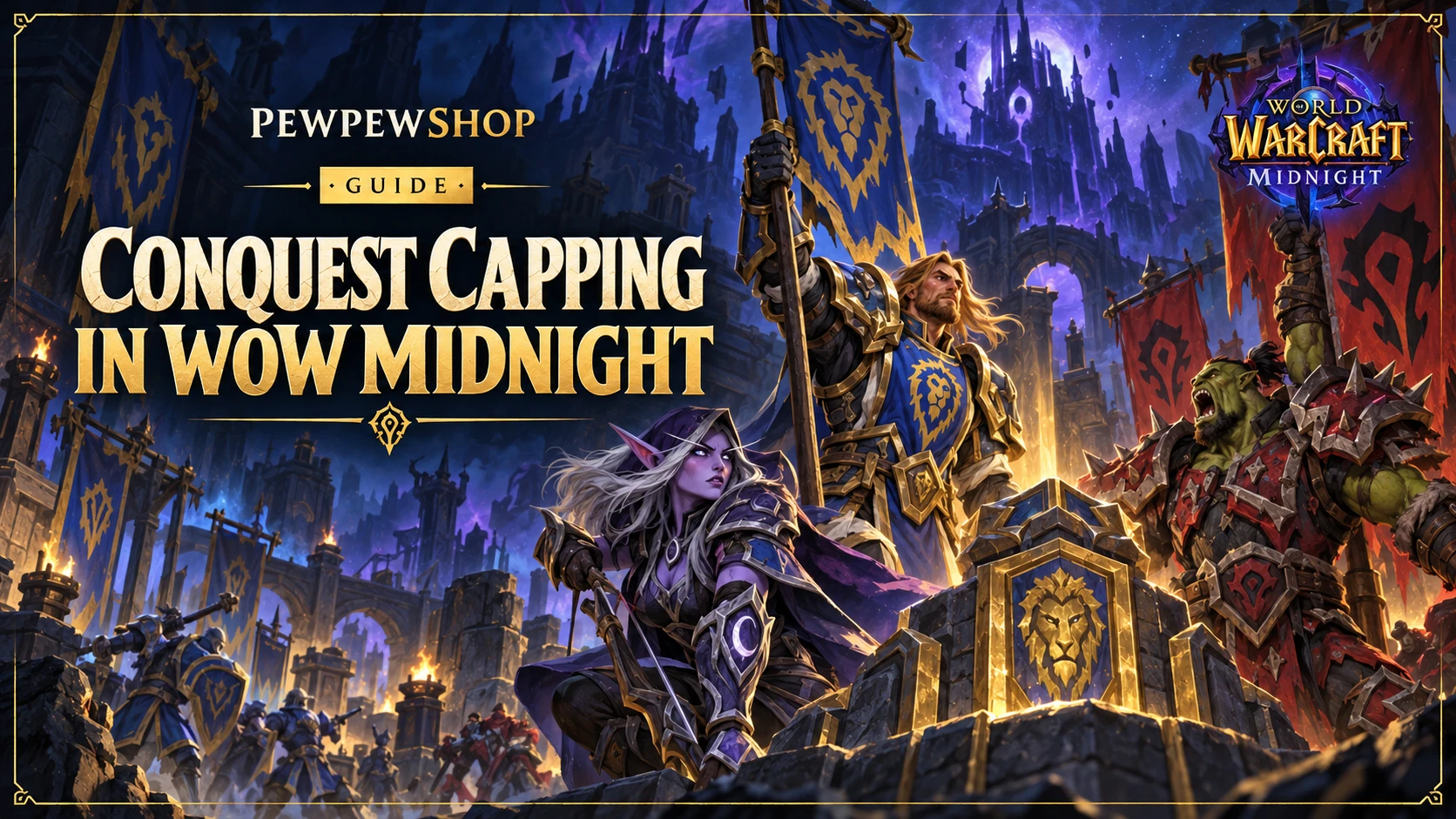 Conquest Capping in WoW Midnight: The Fastest Weekly PvP Gear Plan — PEWPEWSHOP boosting guide