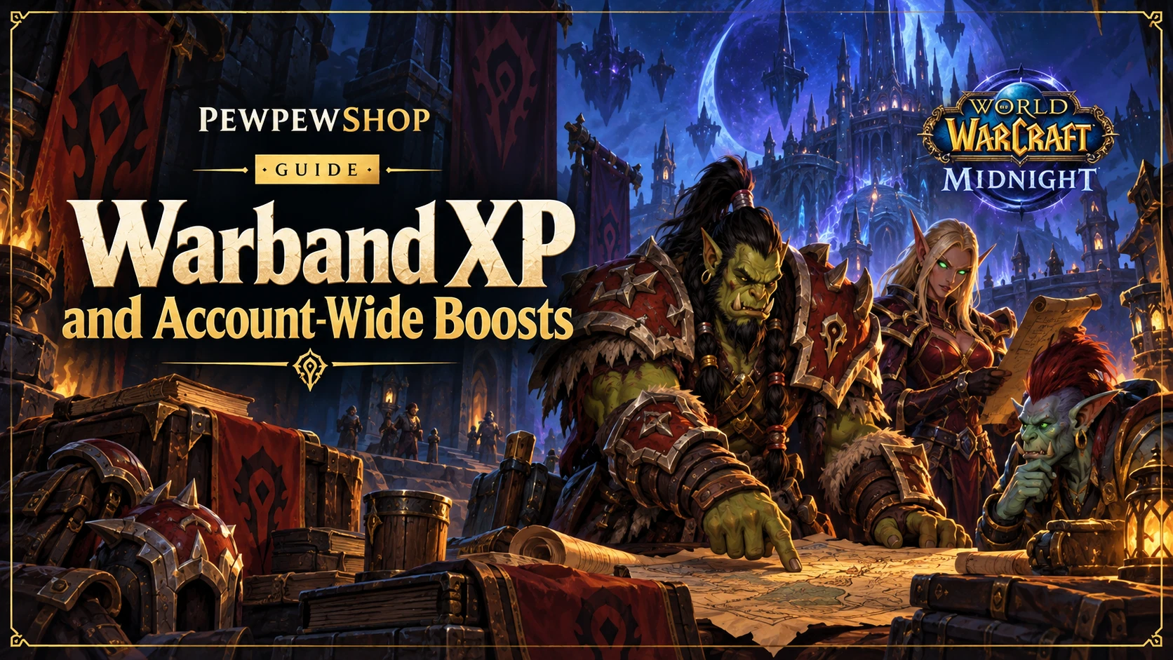 Warband XP and Account-Wide Boosts in Midnight — PEWPEWSHOP boosting guide